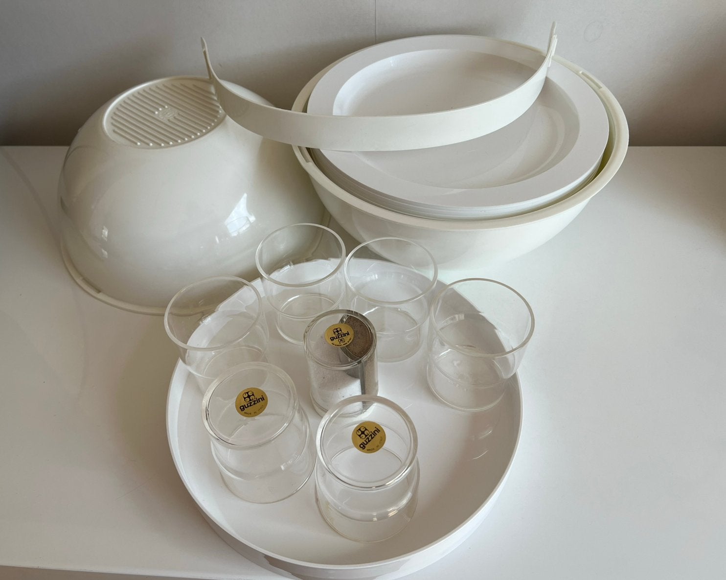 6 Persoons Set Guzzini Italy Design Pic Boll Space Age 70’s, Antiek en Kunst, Ophalen of Verzenden