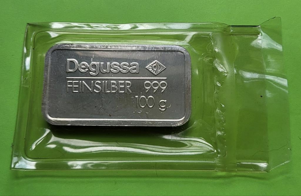 Degussa 100 gram .999 zilver, Ophalen of Verzenden, Zilver