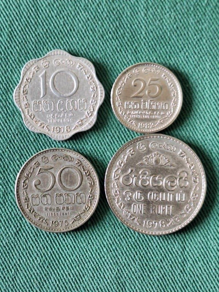 4 munten Sri Lanka 1975-1982, Ophalen of Verzenden, Zuid-Azië, Losse munt