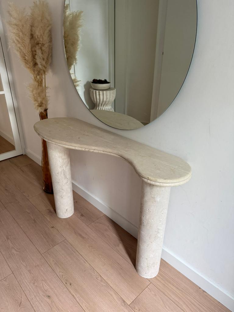 Prachtige travertin wandtafel, Ophalen, Zo goed als nieuw, 50 tot 100 cm, Minder dan 100 cm