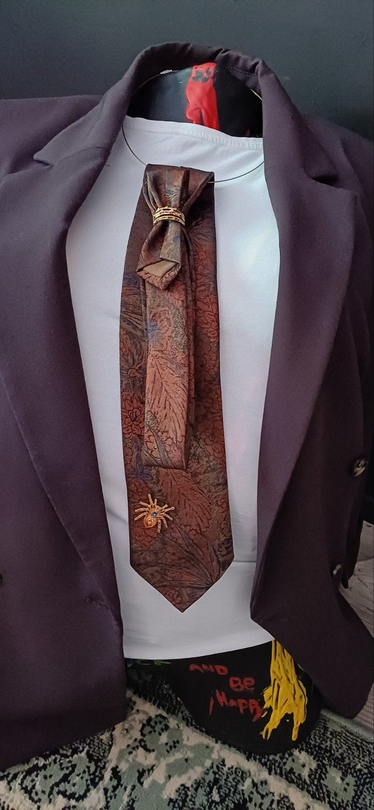 Unieke stropdas met spinnenbroche en ringen, Sieraden, Tassen en Uiterlijk, Kettingen, Ophalen of Verzenden