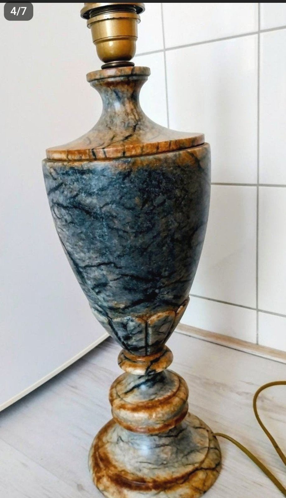 Vintage Marmeren Tafellamp - Edo Verlichting, Ophalen of Verzenden