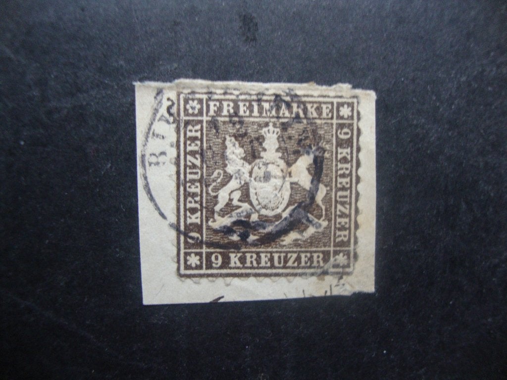 Wurttemberg nr. 28d Gestempeld op briefstukje., Ophalen of Verzenden, Duitse Keizerrijk, Gestempeld