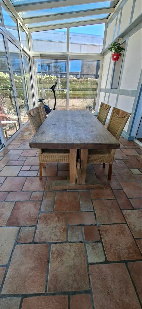 Massief eikenhouten tafel, Huis en Inrichting, Tafels | Eettafels, Gebruikt, 50 tot 100 cm, 150 tot 200 cm, Rechthoekig, Eikenhout