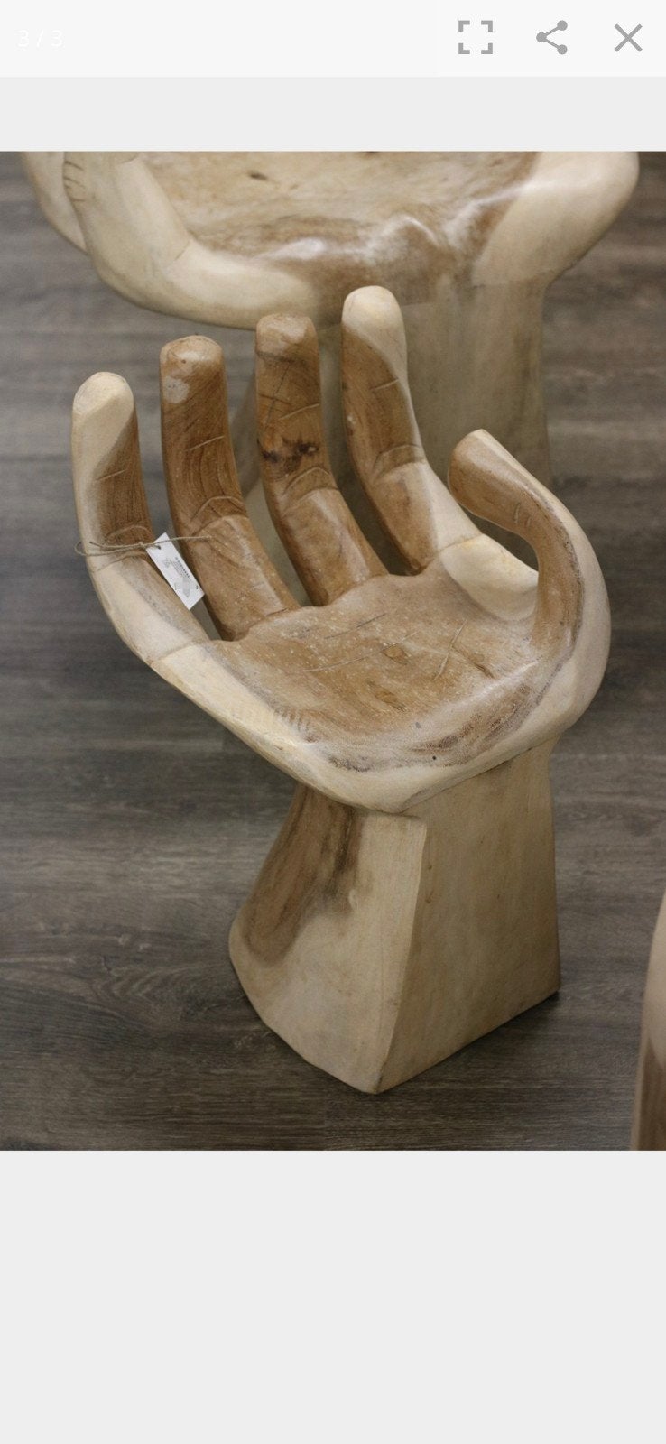 Handvormige Houten Stoel - Massief Indonesisch Handwe, Ophalen, Bruin, Indonesisch, Handgemaakt, Etnisch, Nieuw