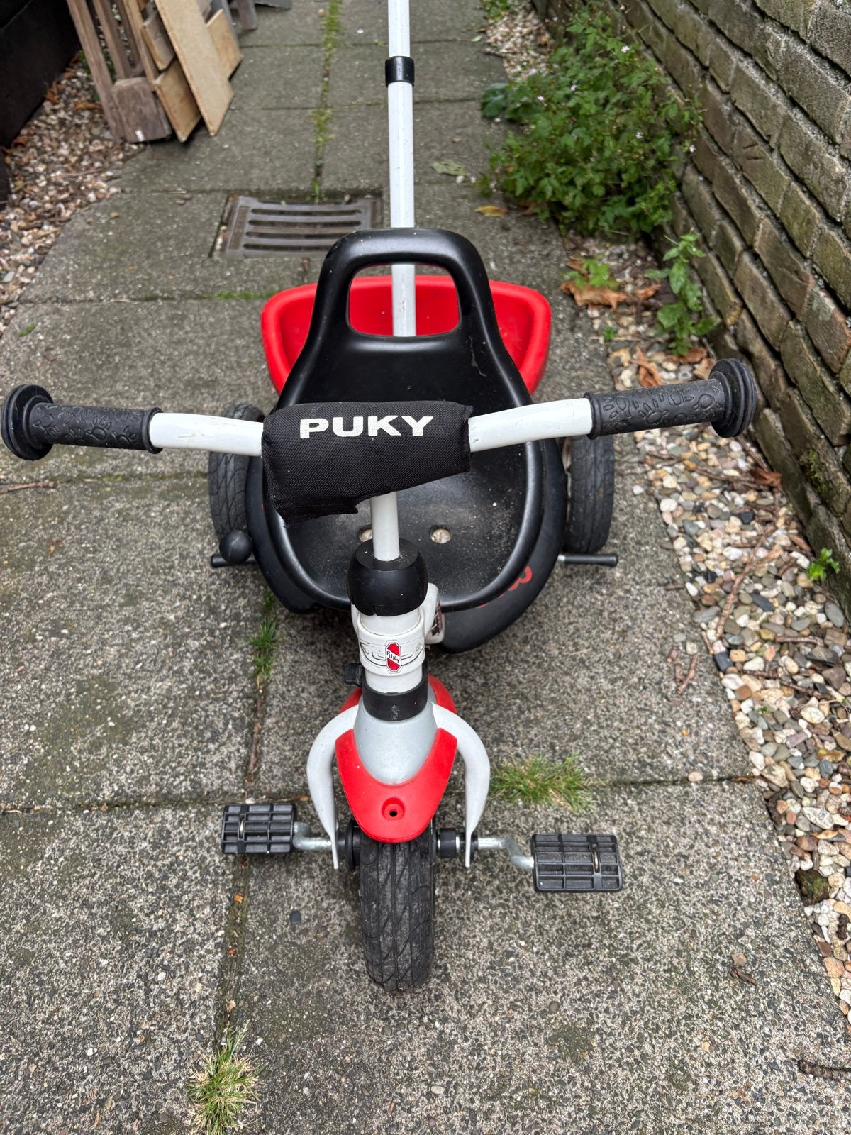 Puky driewieler met duwstang en kiepbak en voeten plankje, Ophalen, Gebruikt, Overige typen