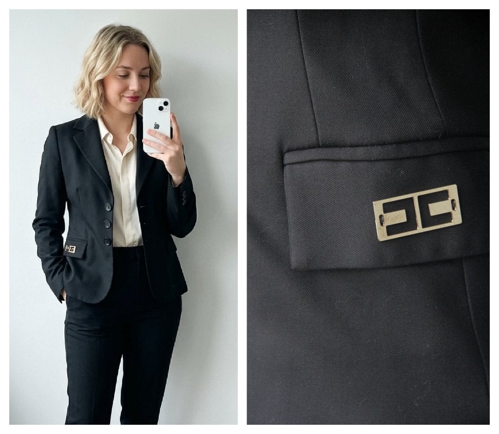 Elisabetta Franchi - designer jasje zwart IT44 = NL maat S, Zwart, Zo goed als nieuw, Jasje, Maat 36 (S)