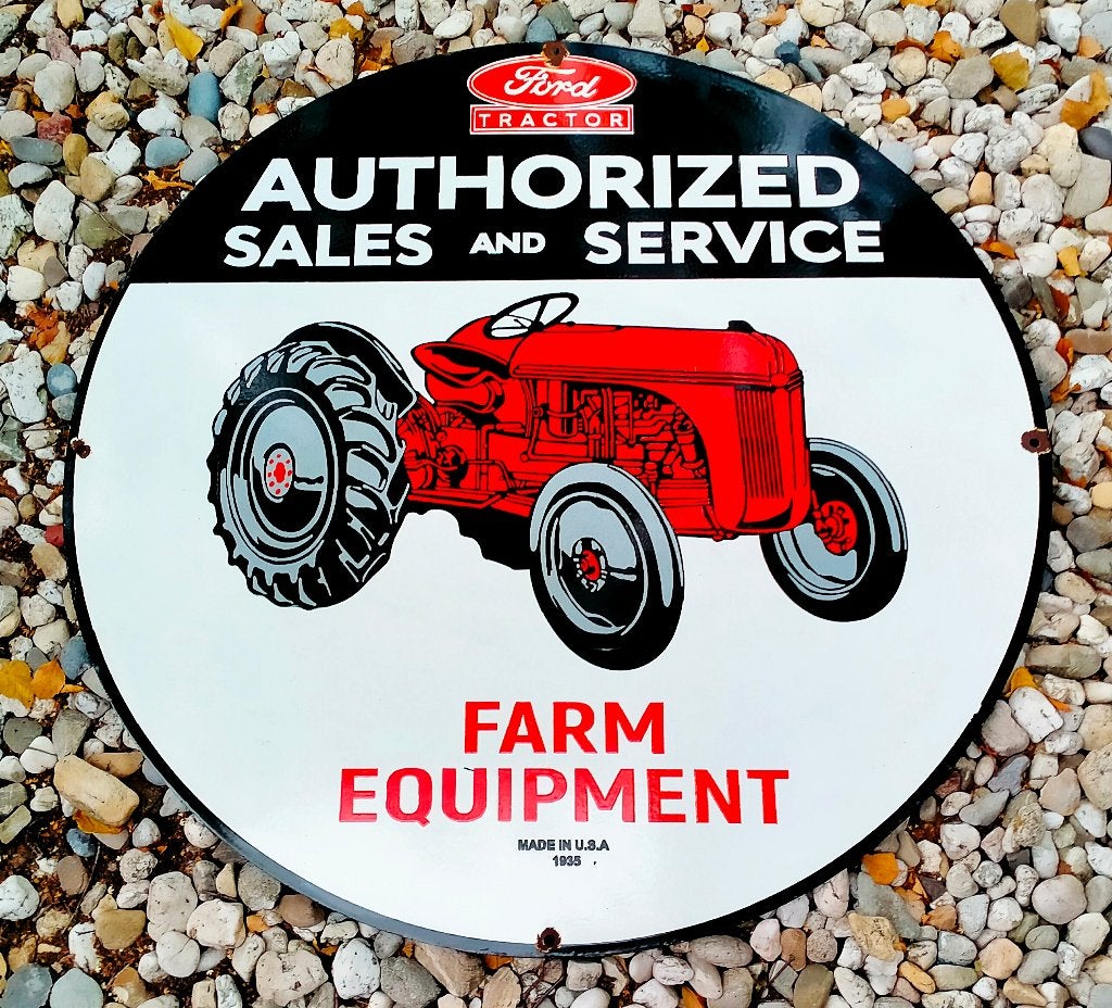 Antiek Amerikaans Emaille Ford Tractor / Trekker Reclamebord, Ophalen of Verzenden