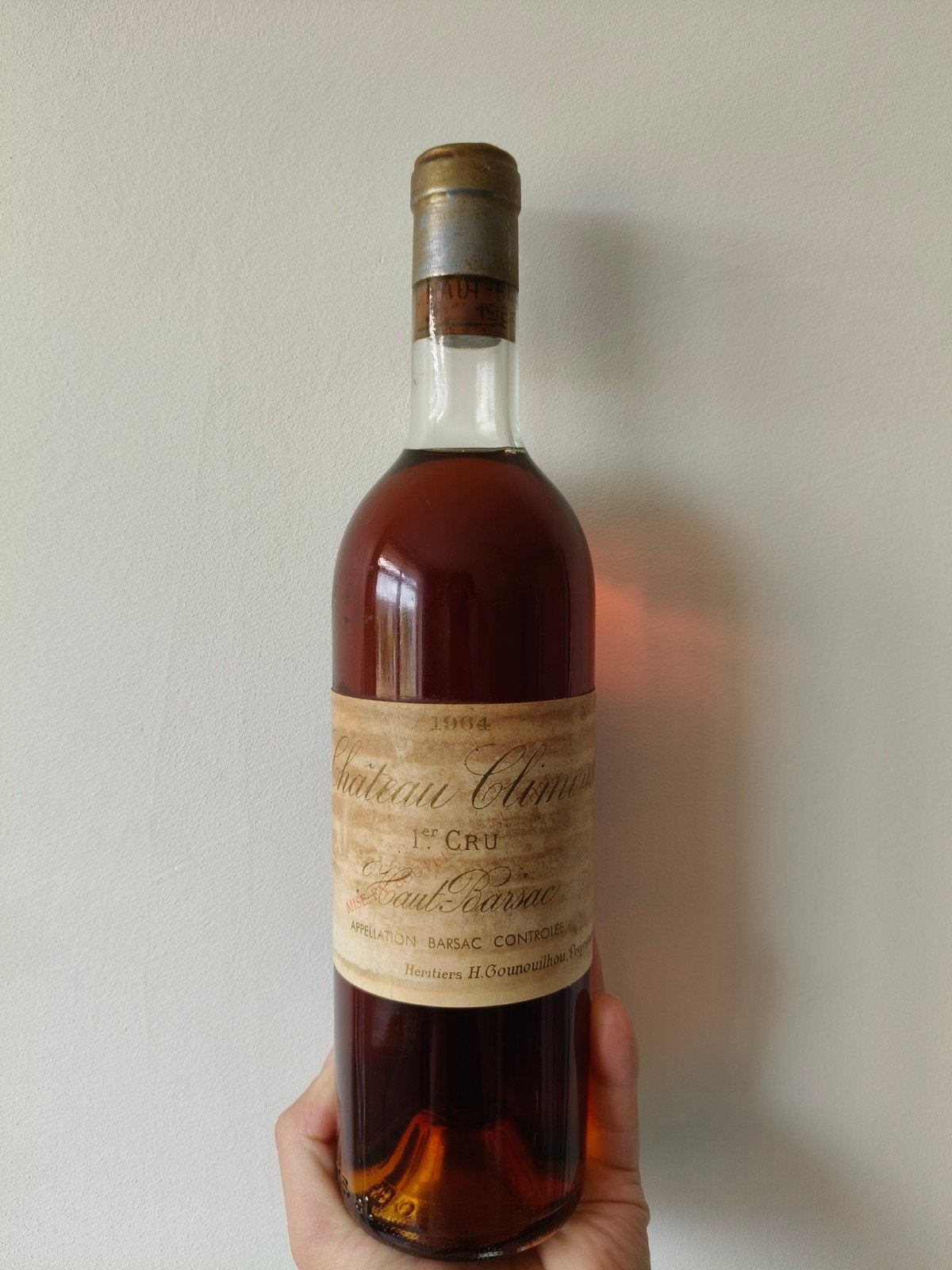 Chateau Climens 1er Cru 1964 - Briljante Zoete Wijn, Ophalen, Nieuw, Vol, Overige typen