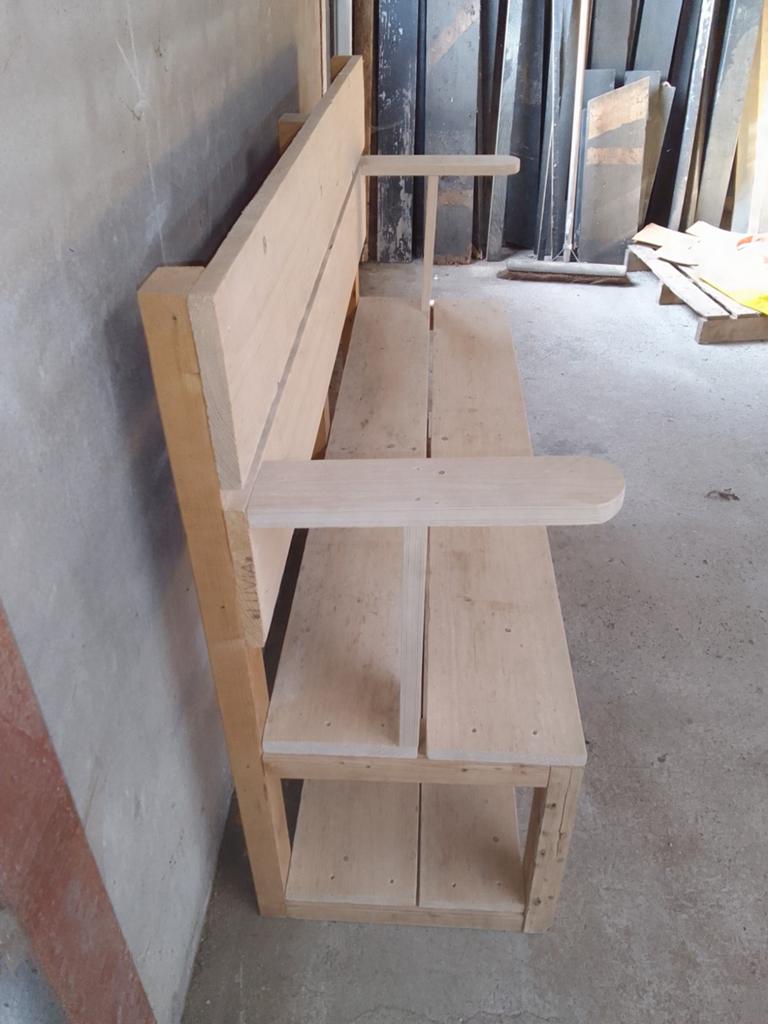 Robuuste landelijke houten tuinbank, Ophalen, Nieuw, Hout