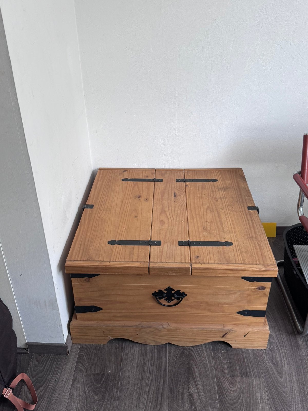 Massief houten dekenkist / opbergkist – landelijke stijl, Ophalen, Gebruikt, 100 tot 150 cm, 100 tot 125 cm