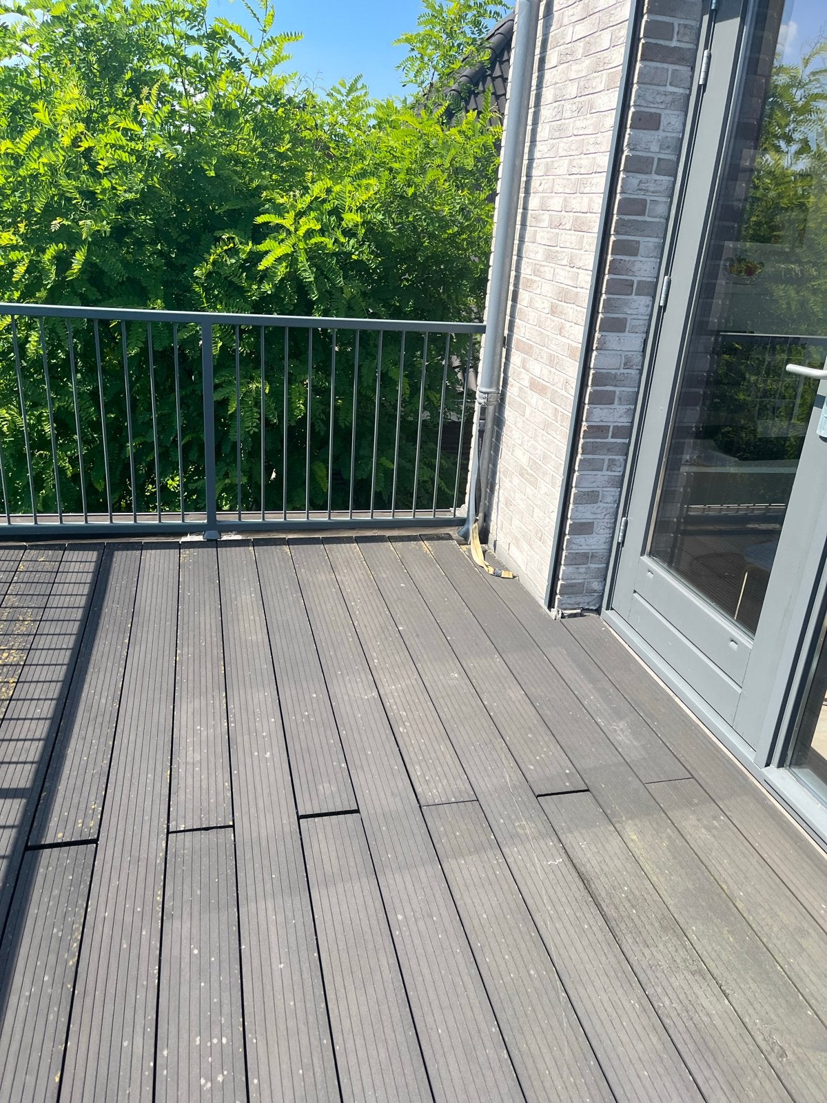 Woodcomposiet vlonderplanken en toebehoren, ca. 16m², Ophalen, Overige materialen, Gebruikt, Overige typen