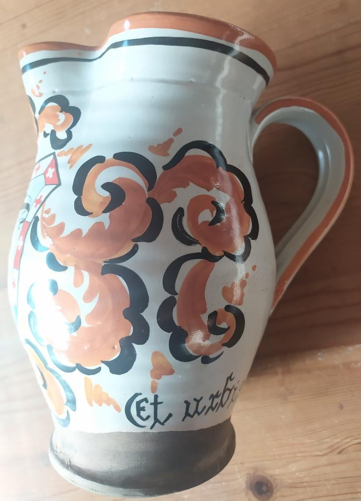 Antieke aardewerken wijnkruik met Romulus en Remus, Ophalen of Verzenden