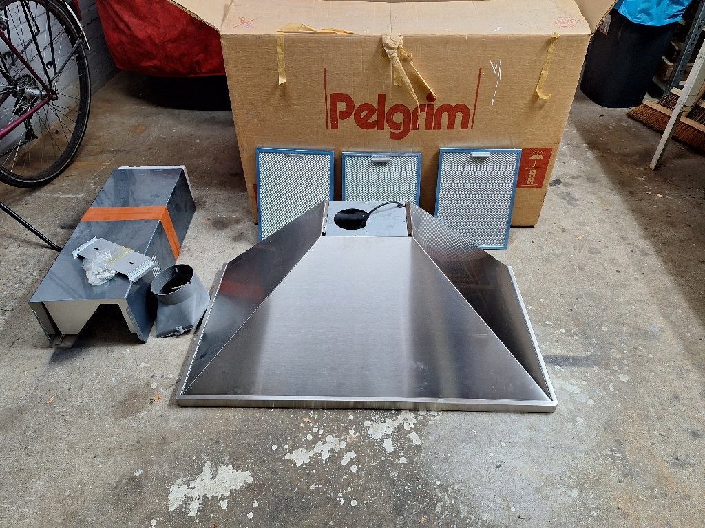 Pelgrim motorloze rvs afzuigkap. Nieuw., Witgoed en Apparatuur, Afzuigkappen, Ophalen, Wandschouwkap, Nieuw, 400 tot 600 m³ per uur