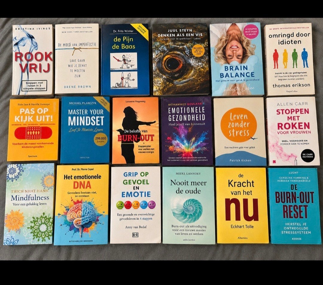 18 boeken: Persoonlijke ontwikkeling, burn-out & mindset, Boeken, Ophalen of Verzenden, Gelezen, Gezondheid en Conditie