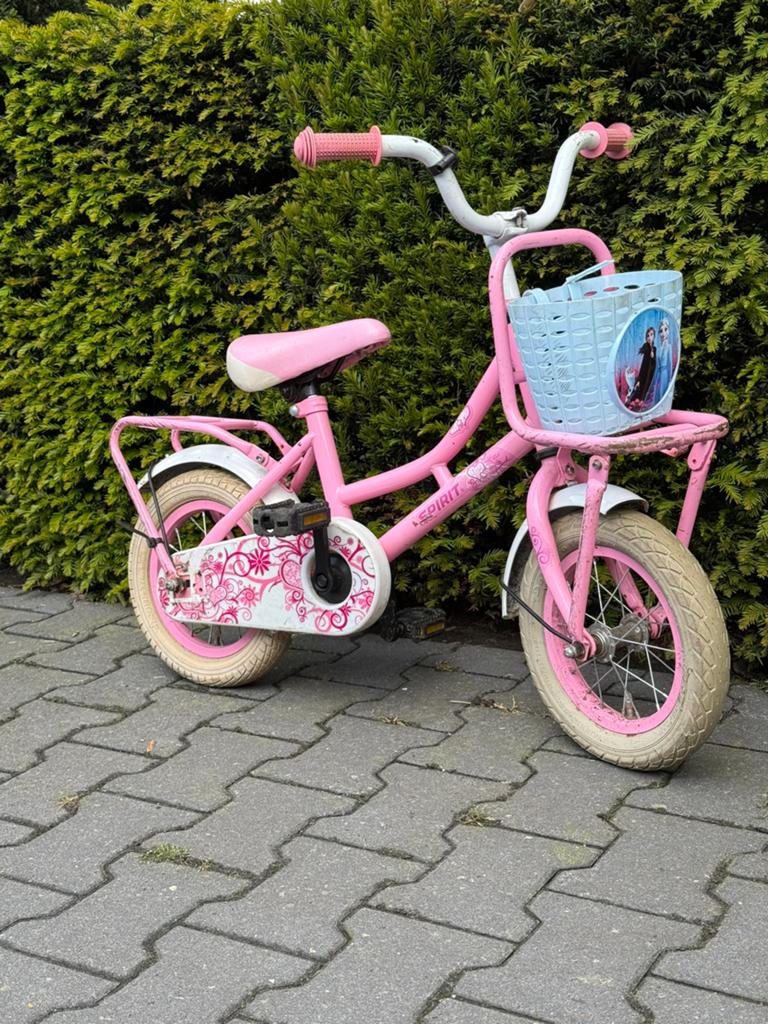 Roze meisjesfiets met Frozen mandje - opknapper’, Ophalen, Terugtraprem, Gebruikt, Q