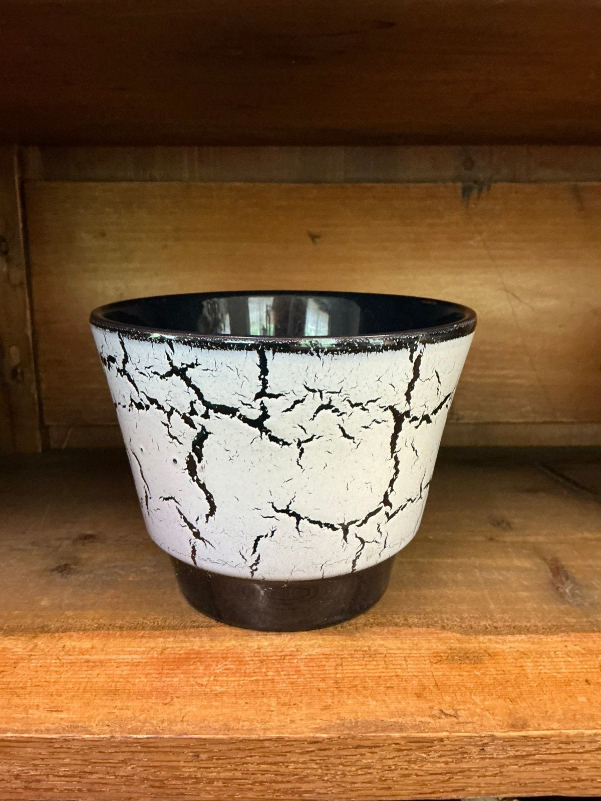 Vintage bloempot grijs/zwart, Ophalen of Verzenden