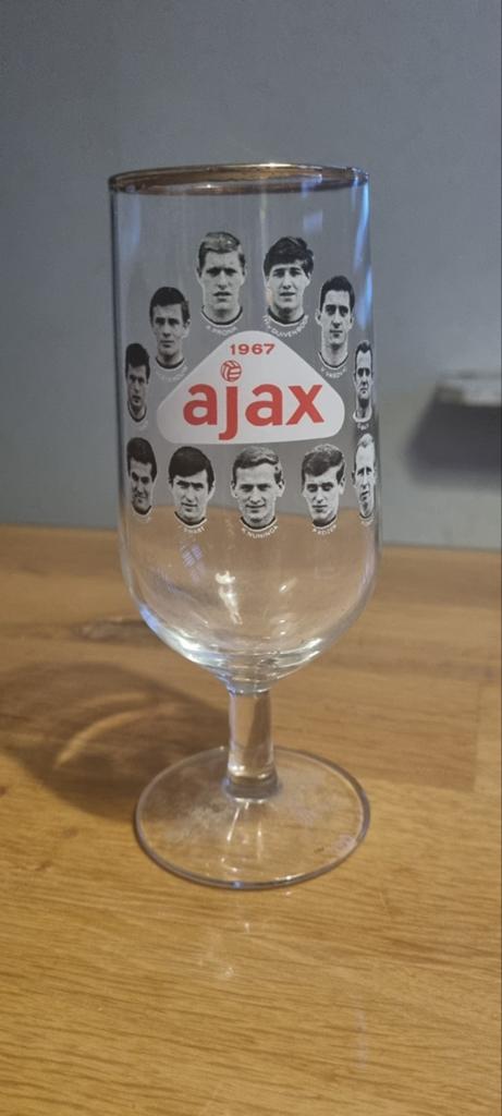 Ajax bier glas uit 1967, Ophalen of Verzenden, Gebruikt, Glas of Glazen, Amstel