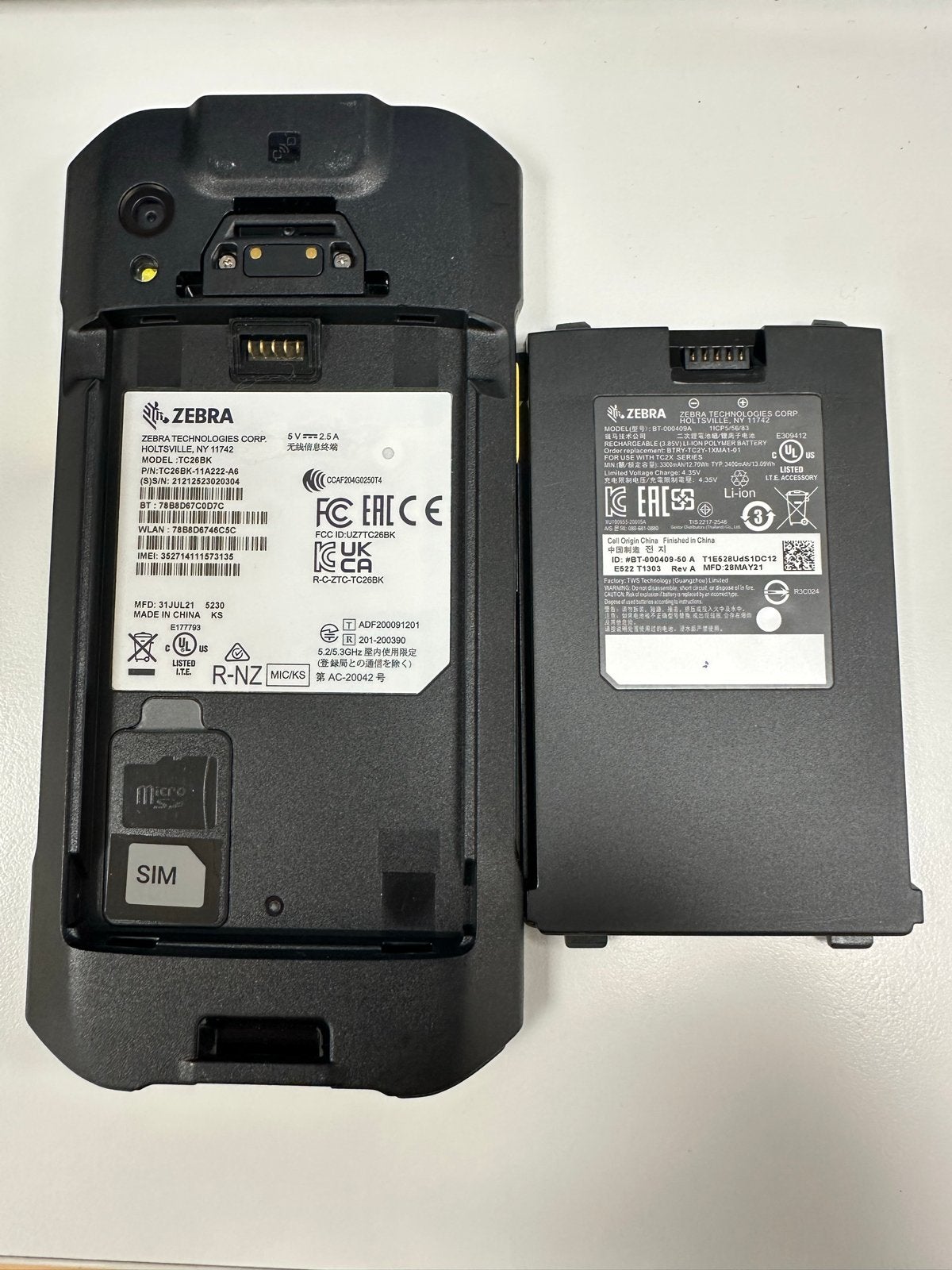 Zebra TC26BK Mobiele Computer met Batterij, Ophalen, Gebruikt, Overige modellen, 3 tot 6 megapixel