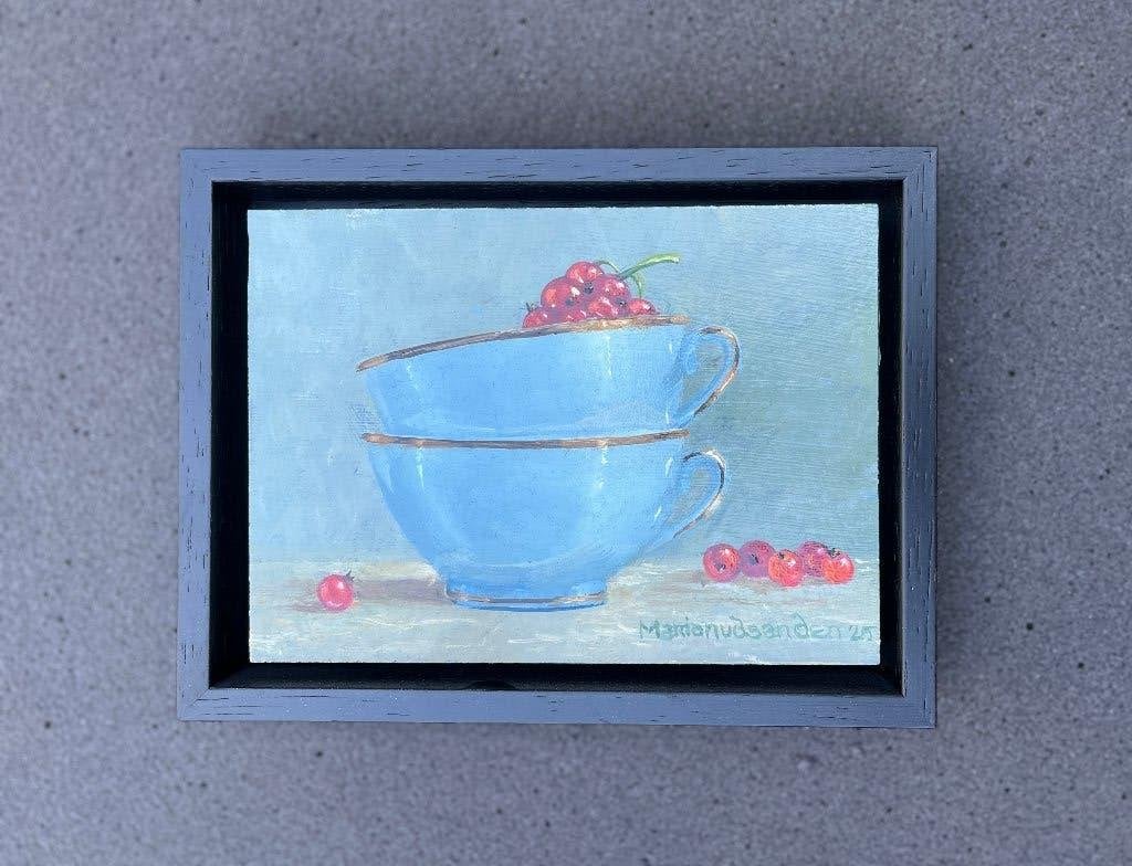 Schilderij bessen in een kom. Marian van der Sanden.