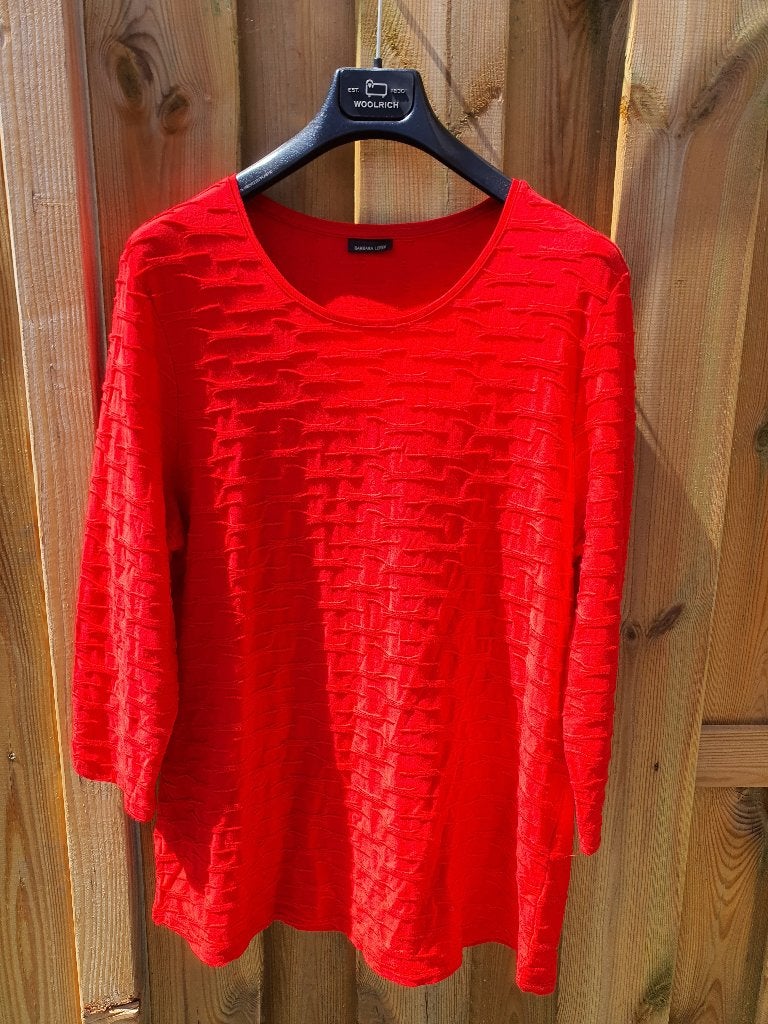 Barbara Lebek rode lange trui L textured comfy, Ophalen of Verzenden, Zo goed als nieuw, Maat 38/40 (M), Rood