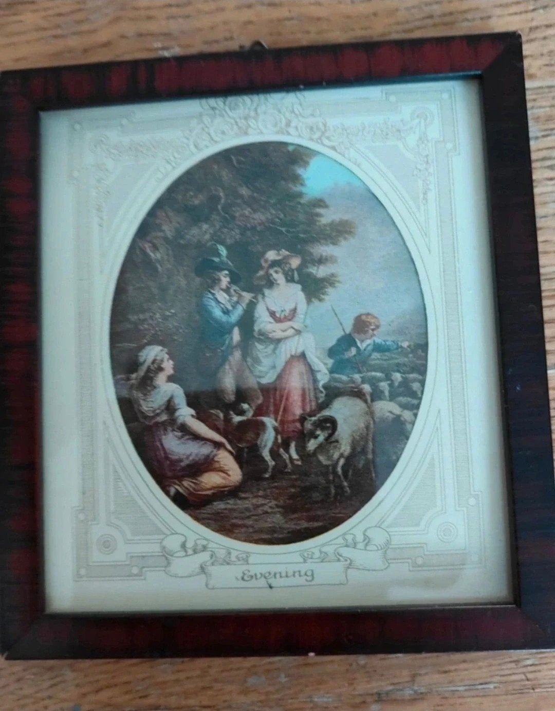 Klassieke prent 'Evening' met pastorale scène, Antiek en Kunst, Portret of Personen, Ophalen of Verzenden, Klassiek, Print