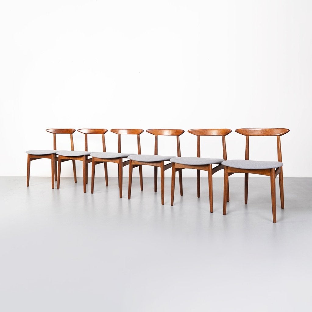 Vintage Deense eetkamerstoelen, set van 6, Hout, Gebruikt, Deens Design, Scandinavisch, Vintage, Mid Century, Retro, Ophalen of Verzenden