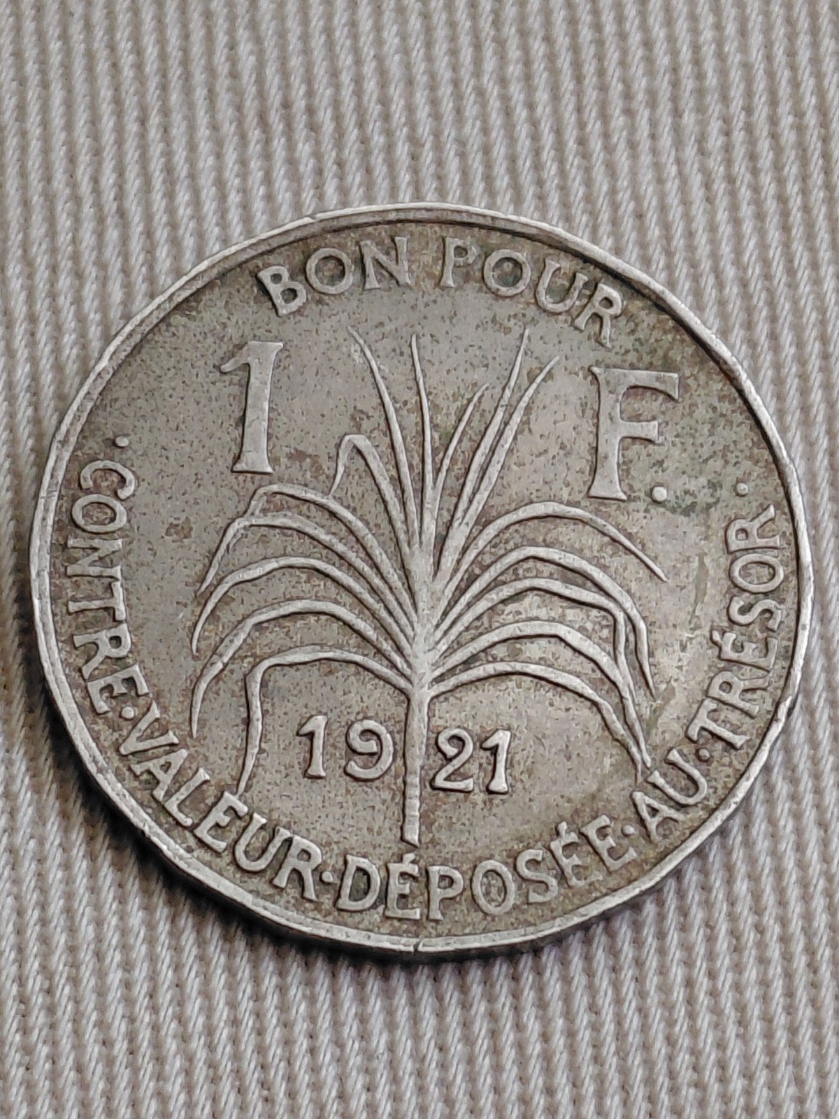 Guadeloupe 1 Franc 1921, Verzenden, Noord-Amerika, Losse munt