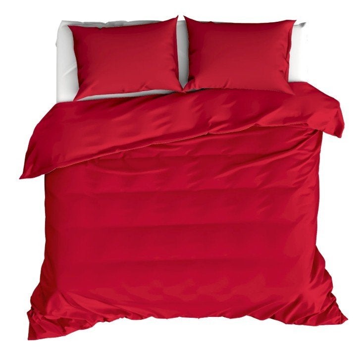 100% linnen dekbedovertrek 240x220 met slopen Rood, Ademend, Ophalen of Verzenden, Rood, Linnen