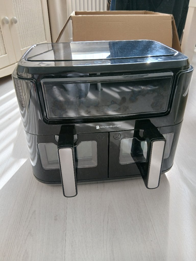 KitchenBrothers Dubbele Airfryer 9 L ZGAN, Ophalen, Zo goed als nieuw, Airfryer, 1500 gram of meer