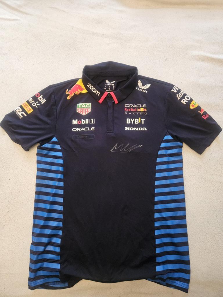 Max Verstappen gesigneerd officieel team member polo shirt, Ophalen of Verzenden, Zo goed als nieuw, Formule 1