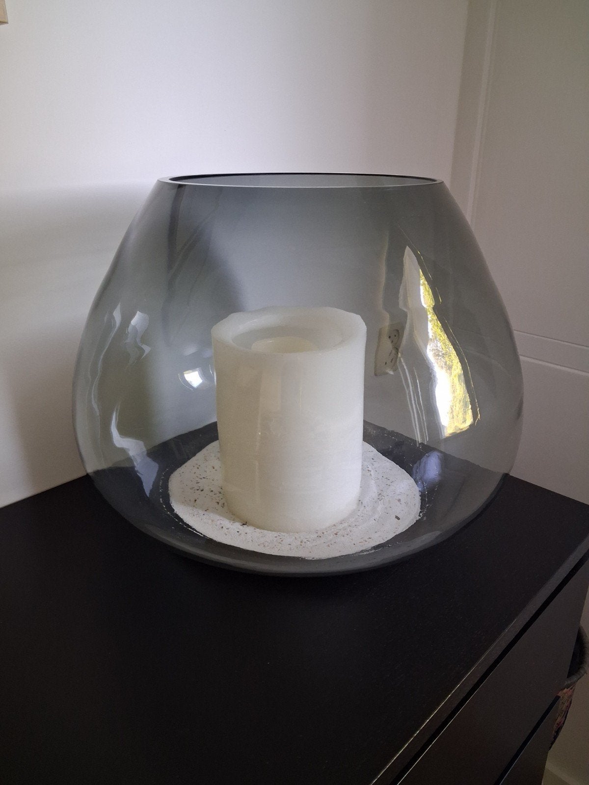 prachtige smokey vaas / windlicht xl, Ophalen, Zo goed als nieuw, Zwart, Glas
