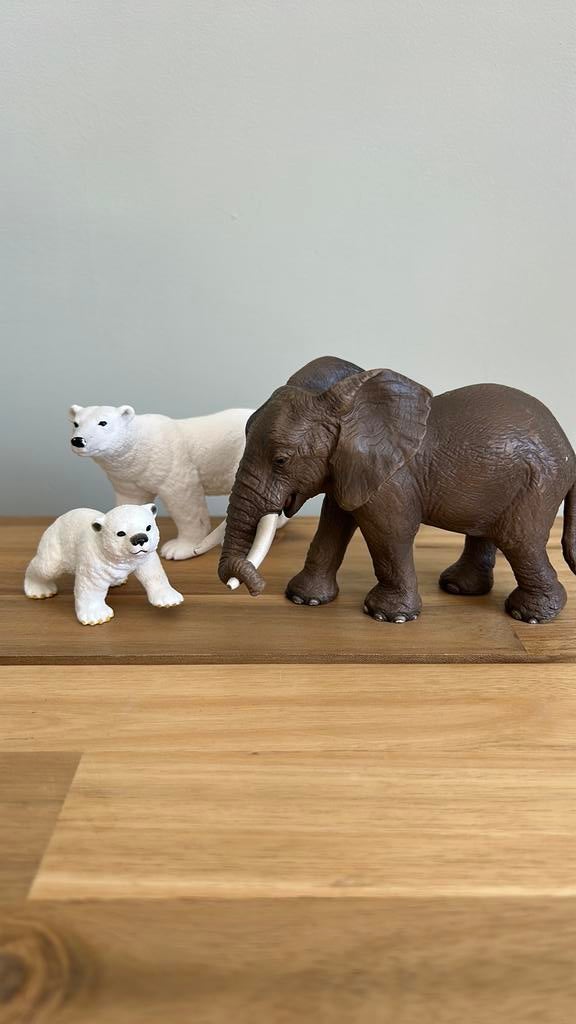 Schleich dieren; oliftant baby ijsbeer en ijsbeer, Ophalen of Verzenden, Zo goed als nieuw