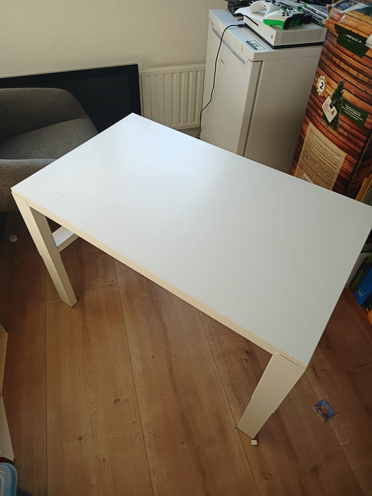 Wit Kinderbureau 58x96cm met verstelbare bureaustoel, Ophalen, Gebruikt, Kinderbureau, In hoogte verstelbaar