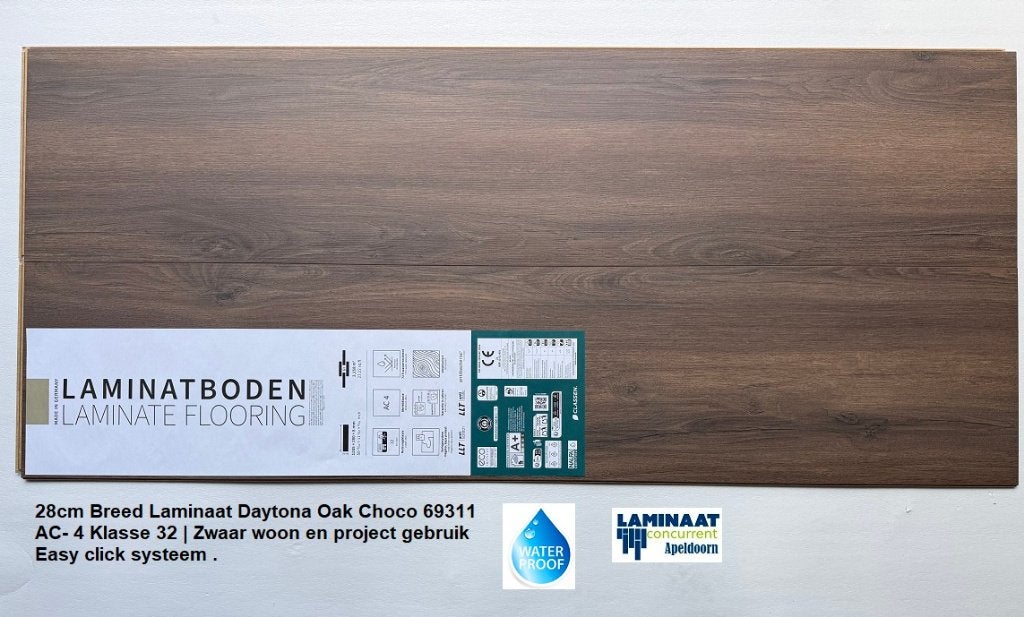 Waterbestendig 28cm breed Laminaat Daytona Oak Choca, Bruin, 75 m² of meer, Nieuw, Ophalen of Verzenden