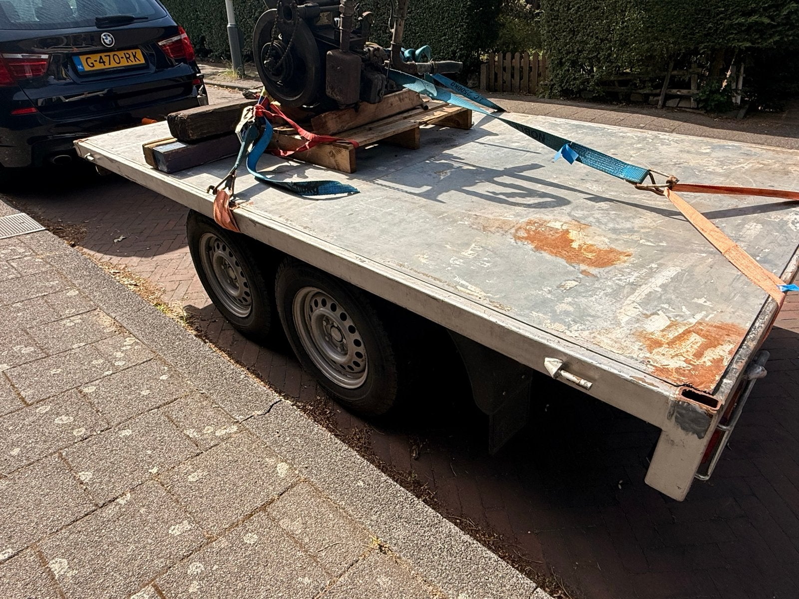 Robuuste Plateau tandemasser - Ideaal voor zwaar transport, Ophalen, Gebruikt