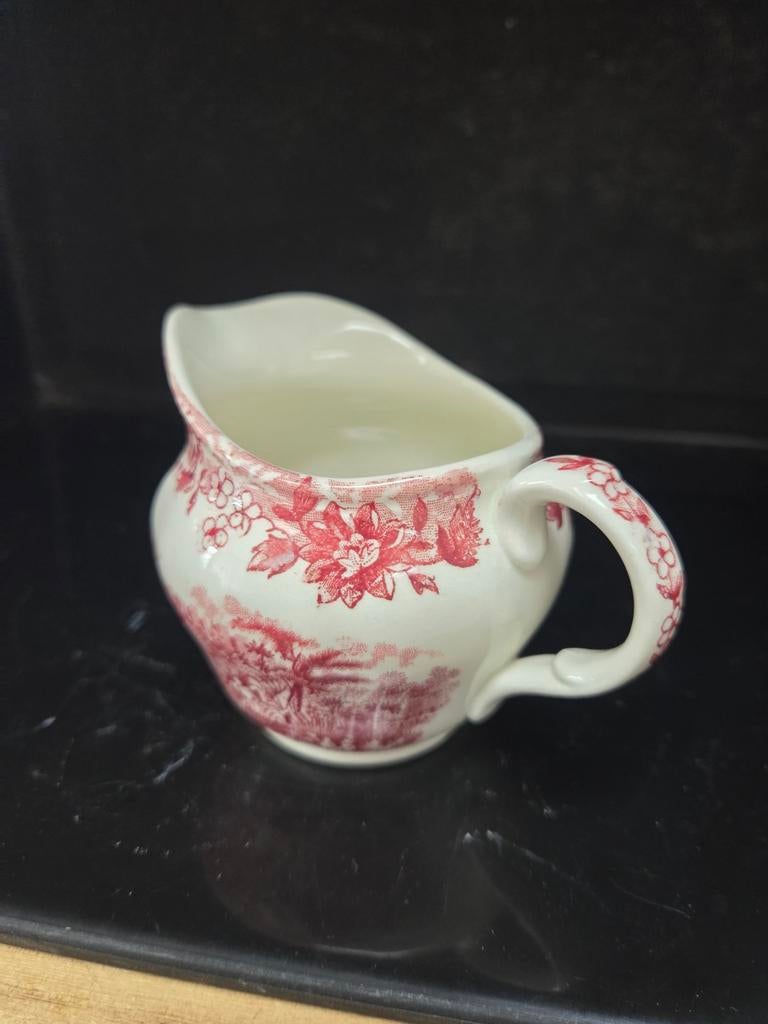 Roomstel melkkan met rood decor, Ophalen of Verzenden