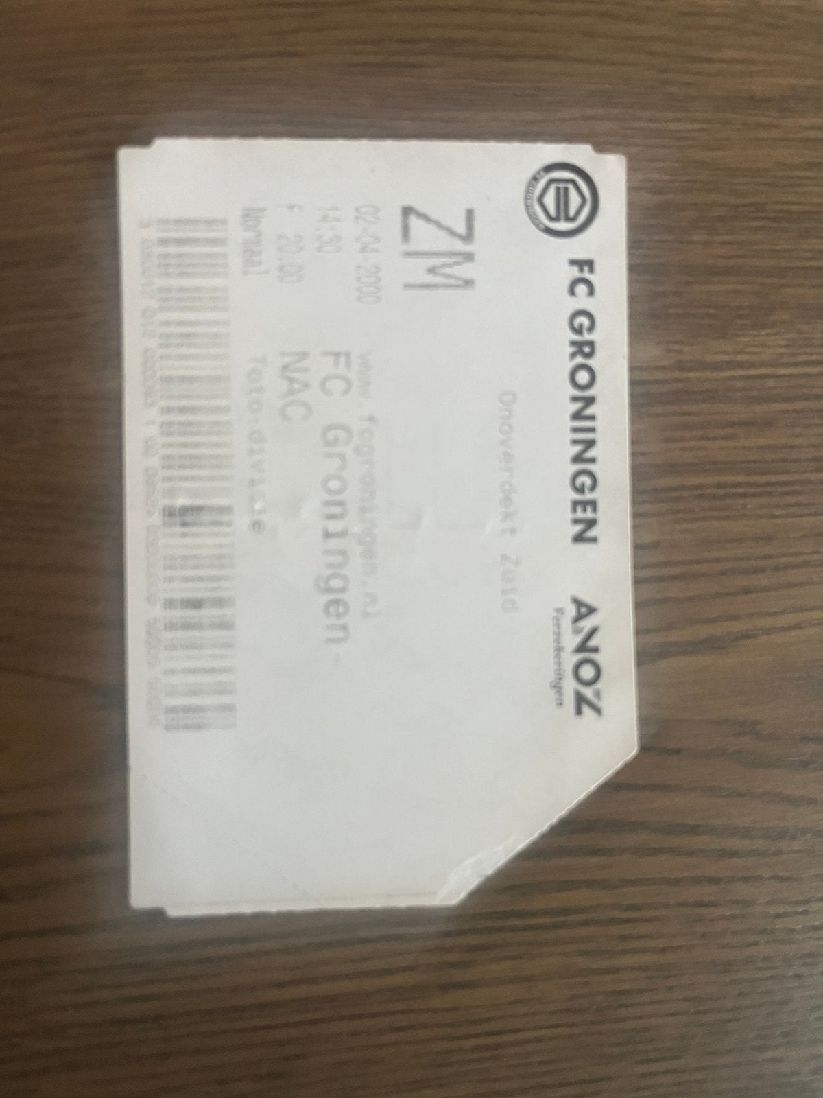 TICKET GRONINGEN-NAC 99-00, Ophalen of Verzenden, Zo goed als nieuw, Overige binnenlandse clubs, Overige typen