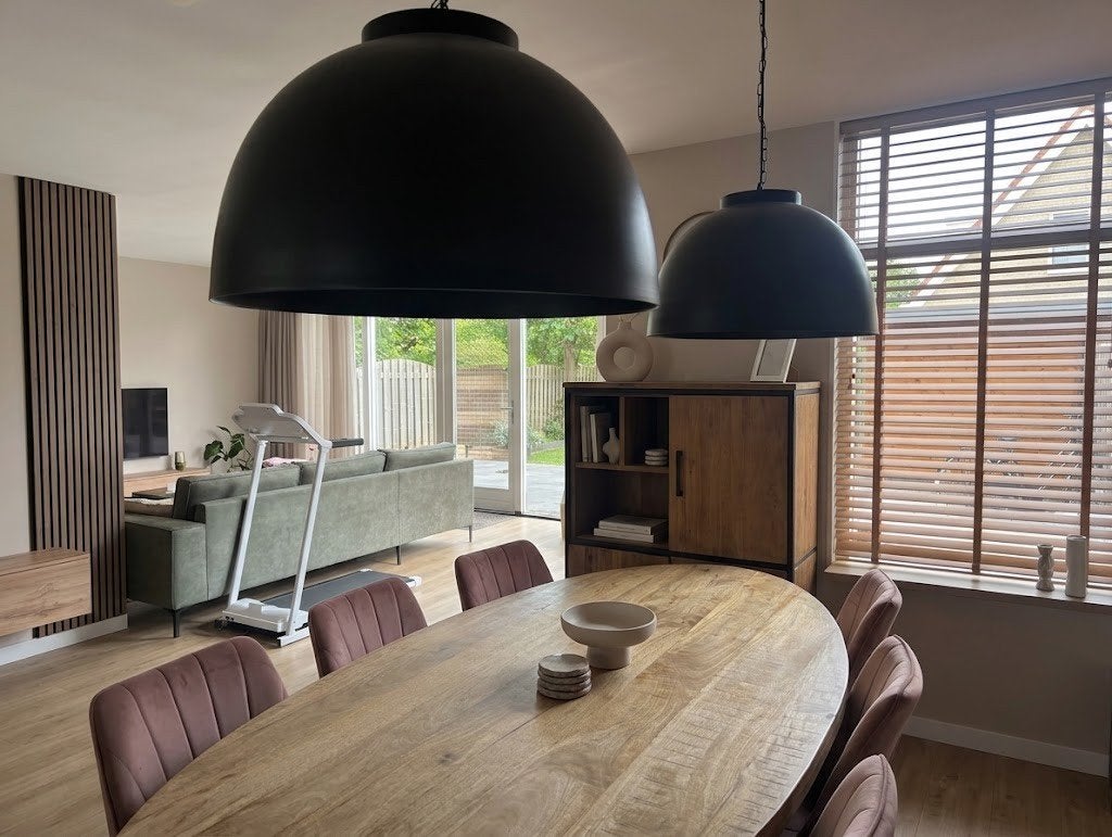 2x Grote industriële hanglampen - diameter 60cm, Huis en Inrichting, Ophalen, Gebruikt, Industrieel, Modern, E27 (groot)