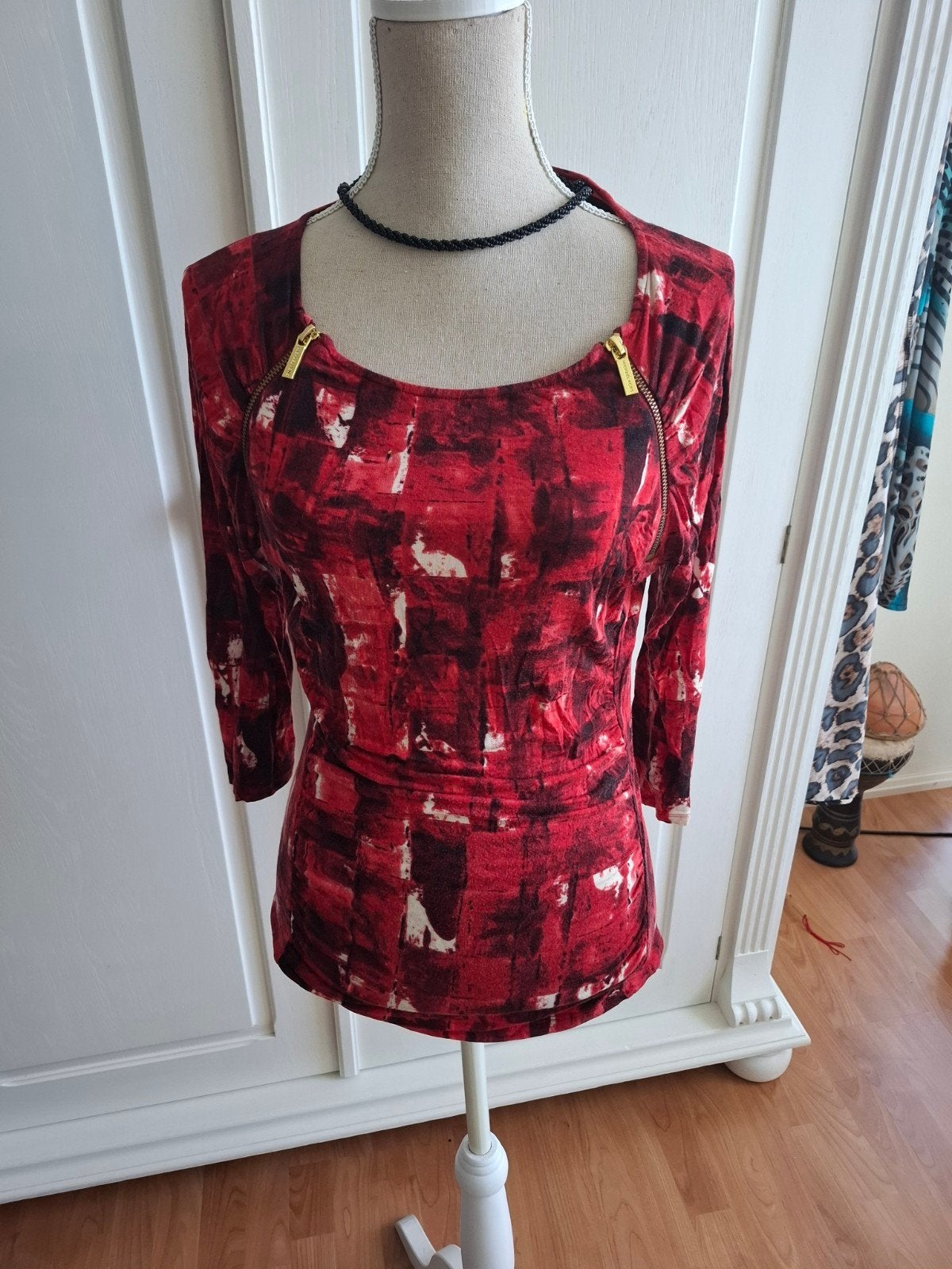 Michael Kors Top Rood/Zwart/Wit Maat S, Michael Kors, Ophalen of Verzenden, Zo goed als nieuw, Lange mouw