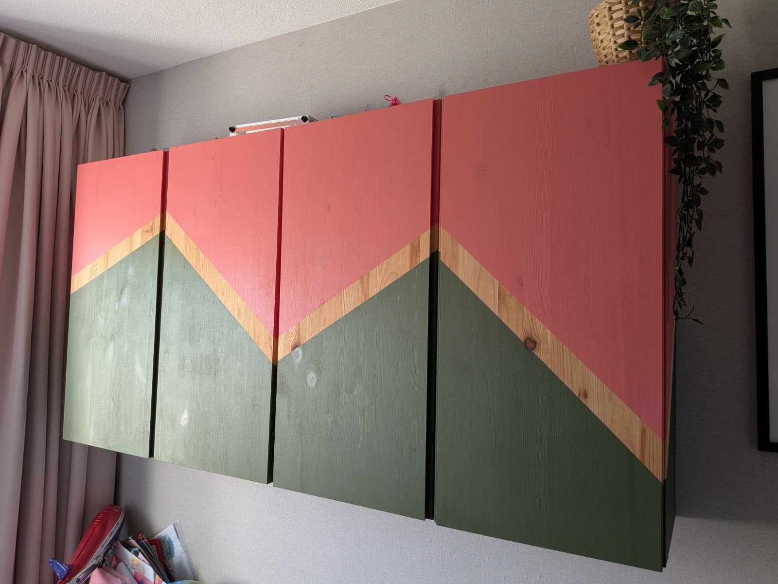Set van 2 gerestylde IKEA IVAR kastjes donkergroen/oud roze, Ophalen, Gebruikt