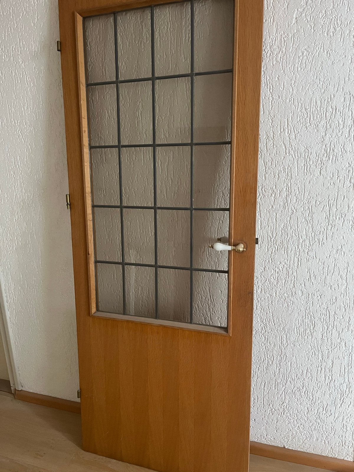 Binnendeur met glas in lood, 79 cm breed, 201,5 cm hoog, Ophalen, Gebruikt, 80 tot 100 cm, Binnendeur