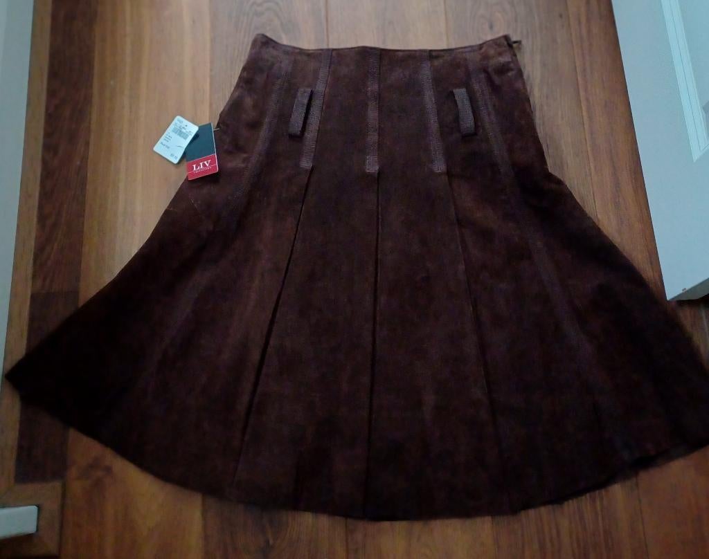 Midi Rok Bruin Suede Leer Nieuw 36 ( Jool ), Maat 38/40 (M), Bruin, Nieuw, Ophalen of Verzenden