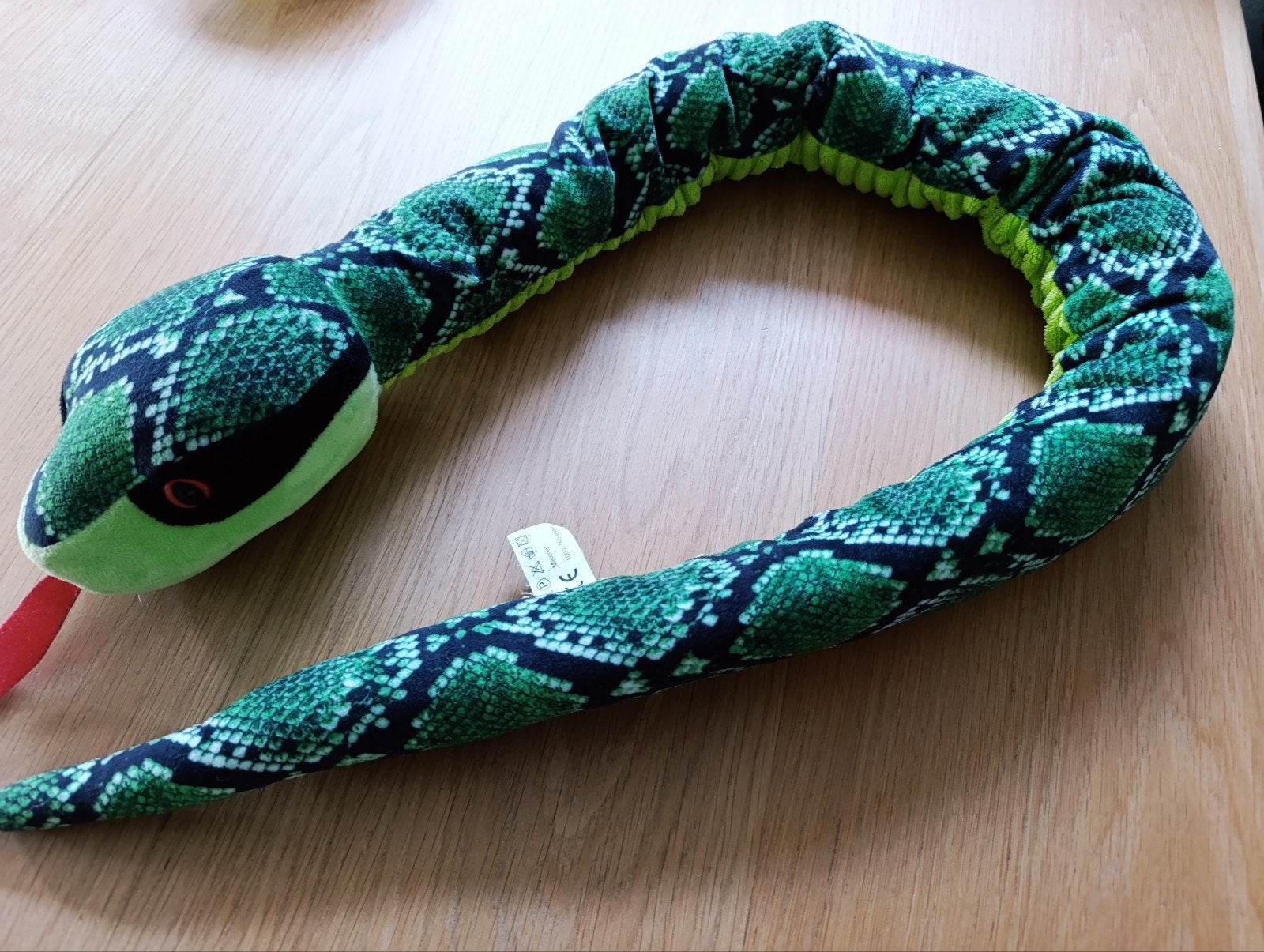 Grote groene slang knuffel - 125 cm, Kinderen en Baby's, Speelgoed | Knuffels en Pluche, Groen, Overige typen, Ophalen of Verzenden
