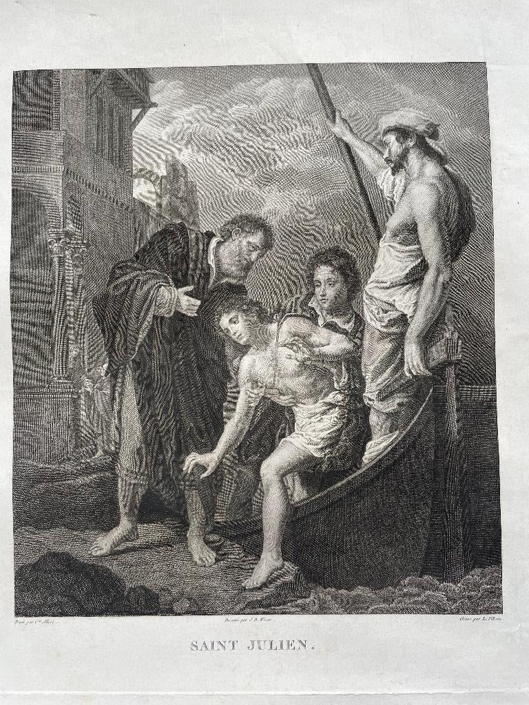 G.R. Le Vilain Saint Julien 1789 / Pierre Gravée Antique, Dubbele gravure, 22 cm, 19 cm, Mythologie