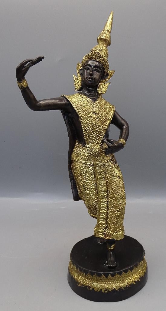 Apsara Hemelse Danseres brons verguld beeld Thailand 28 cm, Antiek en Kunst, Ophalen of Verzenden, Beeld