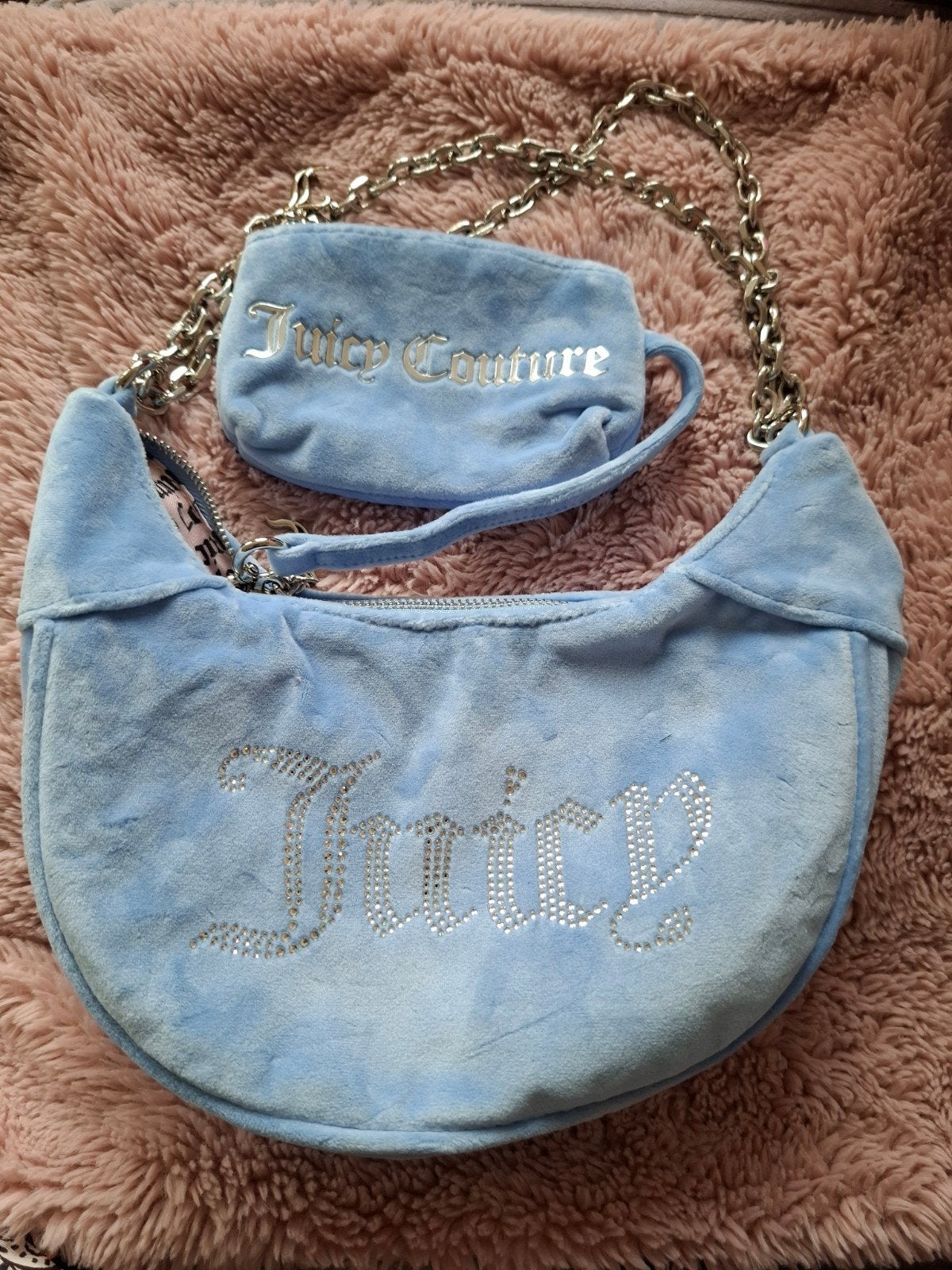 Nieuwe Juicy Couture Schoudertasje - Lichtblauw, Sieraden, Tassen en Uiterlijk, Ophalen of Verzenden, Nieuw, Blauw, Schoudertasje
