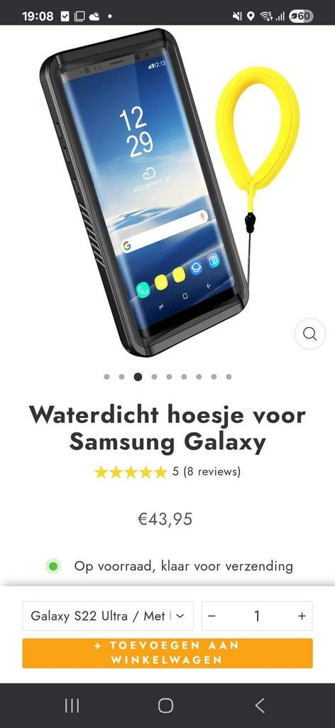 Waterproof Case voor Samsung Galaxy S22 Ultr, Ophalen of Verzenden, Nieuw, Overige modellen, Hoesje of Tasje
