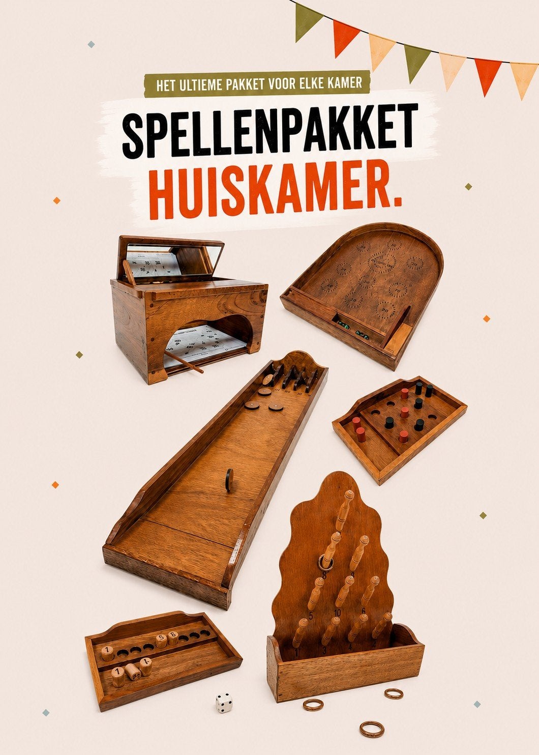Spellenpakket Huiskamer - Oud Hollandse Spellen verhuur, Ophalen of Verzenden, Overige