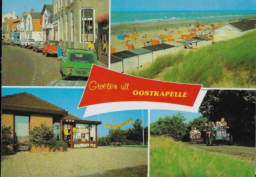 594 gelopen ansichtkaart groeten uit oostkapelle, Ophalen of Verzenden, 1980 tot heden, Gelopen